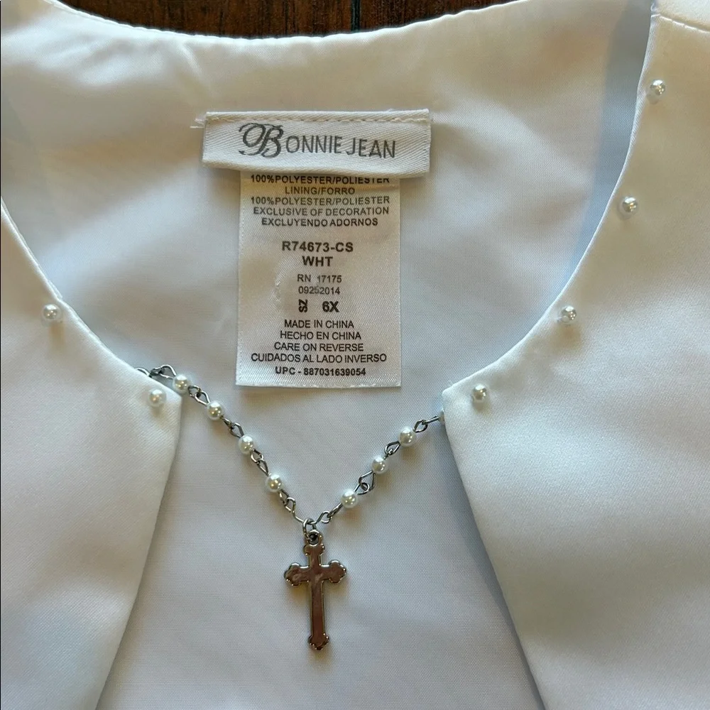 Bonnie Jean White Dress with Pearl Accents First Communion 6X